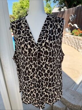 Vince Camuto Animal Print Blouse in Brown and Black